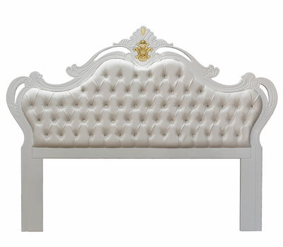 Cabeceira Entalhada Genova Queen com Capitonê Branca com Detalhes Dourados + Cores