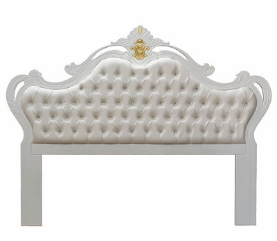 Cabeceira Entalhada Genova King - Branca com Detalhes Dourados + Cores