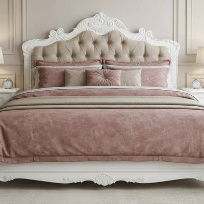 Cabeceira Entalhada Clássica com Capitonê Branca Solteiro / Casal / Queen / King + Cores