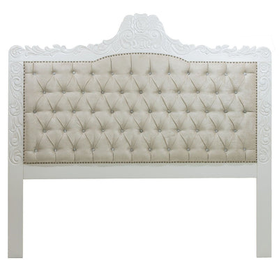 Cabeceira Cama de Casal/Queen/King Entalhada Luis XV com Capitonê e Tachas + Cores