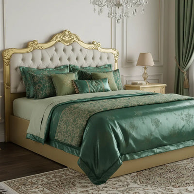 Cabeceira Entalhada Clássica com Capitonê Dourada Solteiro / Casal / Queen / King + Cores