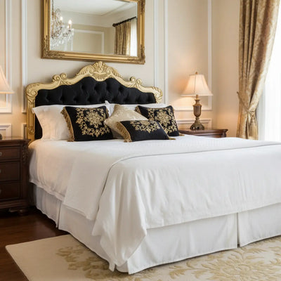 Cabeceira Entalhada Clássica com Capitonê Dourada e Preta Solteiro / Casal / Queen / King + Cores