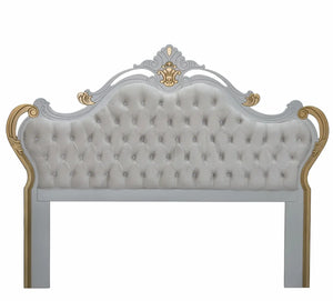 Cabeceira Entalhada Genova King - Branca com Detalhes Dourados Grandes + Cores