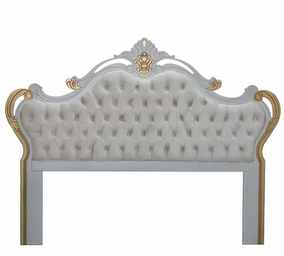 Cabeceira Entalhada Genova Casal - Branca com Detalhes Dourados Grandes + Cores