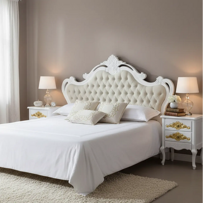 Cabeceira Entalhada Genova Queen com Capitonê Branca + Cores