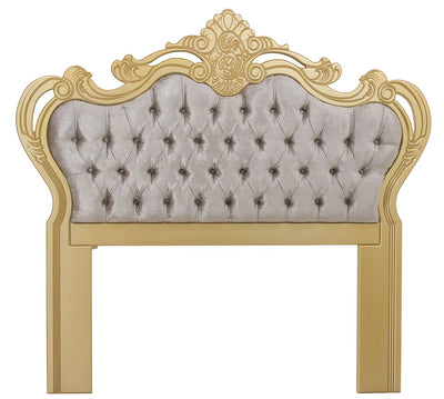 Cabeceira Entalhada Genova Queen com Capitonê Dourada com Cinza Brilhante + Cores