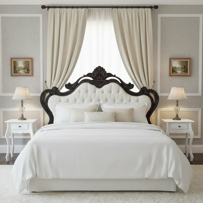 Cabeceira Entalhada Genova Casal Verniz Capuccino + Cores