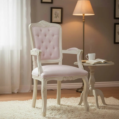 Cadeira Luis XV II Entalhada com Braço - Provençal Branca com Rosa Claro + Cores