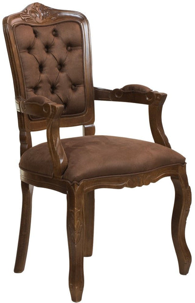Cadeira Luis XV II Entalhada com Braço - Imbuia e Marrom + Cores
