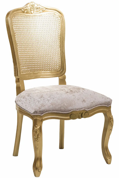 Cadeira Luis XV II Entalhada sem Braço e Encosto em Tela - Dourada + Cores