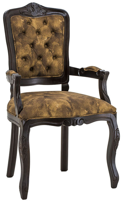 Cadeira Luis XV II Entalhada com Braço - Capuccino e Marrom Mesclado + Cores