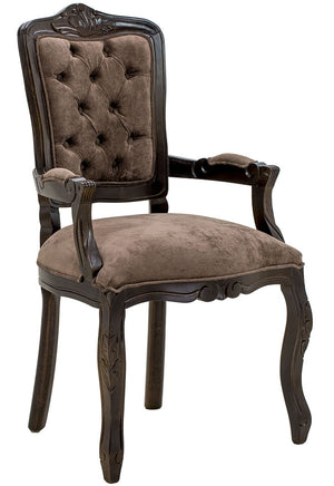 Cadeira Luis XV II Entalhada com Braço Capuccino e Marrom + Cores