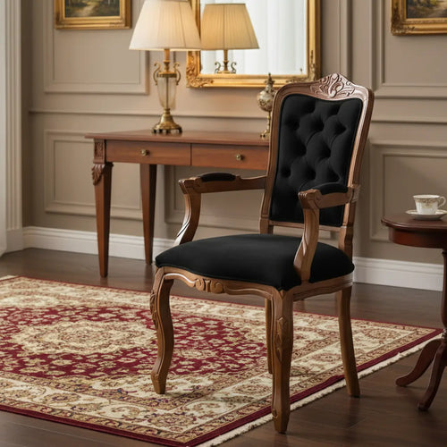 Cadeira Luis XV II Entalhada com Braço - Imbuia e Preto + Cores