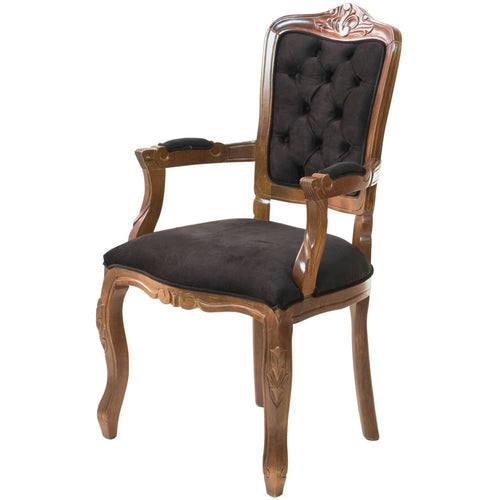 Cadeira Luis XV II Entalhada com Braço - Imbuia e Preto + Cores