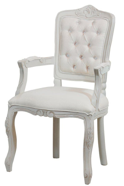 Cadeira Luis XV II Entalhada com Braço - Provençal Branca com Texturizado Branco + Cores