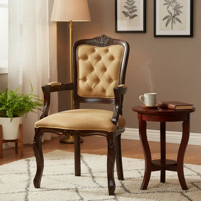 Cadeira Luis XV II Entalhada com Braço - Capuccino e Marrom Claro + Cores