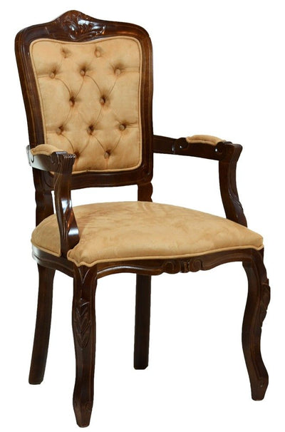 Cadeira Luis XV II Entalhada com Braço - Capuccino e Marrom Claro + Cores