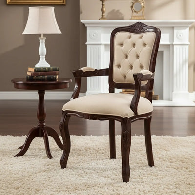 Cadeira Luis XV II Entalhada com Braço - Capuccino e Creme + Cores