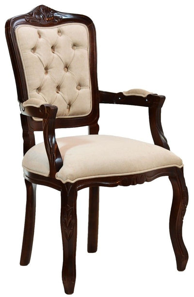 Cadeira Luis XV II Entalhada com Braço - Capuccino e Creme + Cores