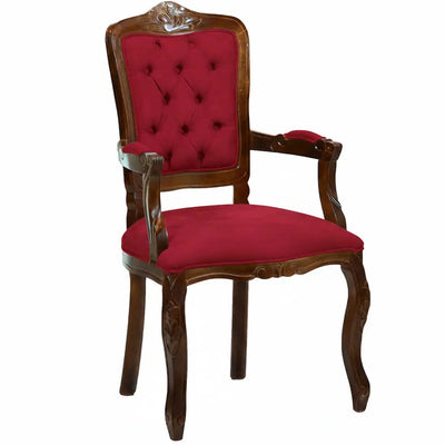 Cadeira Luis XV II Entalhada com Braço - Capuccino e Vermelho + Cores