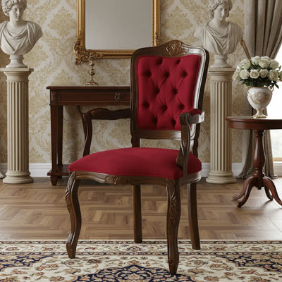 Cadeira Luis XV II Entalhada com Braço - Capuccino e Vermelho + Cores