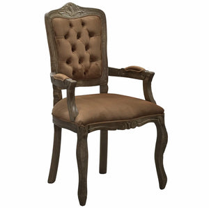 Cadeira Luis XV Entalhada com Braço Capuccino e Marrom Amarelado + Cores