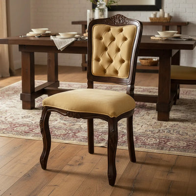 Cadeira Luis XV II Entalhada sem Braço - Capuccino e Creme Amarelado + Cores