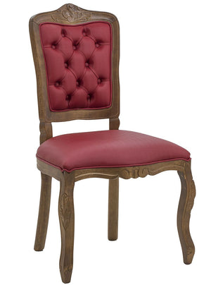 Cadeira Luis XV II Entalhada sem Braço Imbuia e Facto Vermelho + Cores