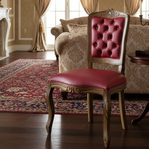 Cadeira Luis XV II Entalhada sem Braço Imbuia e Facto Vermelho + Cores