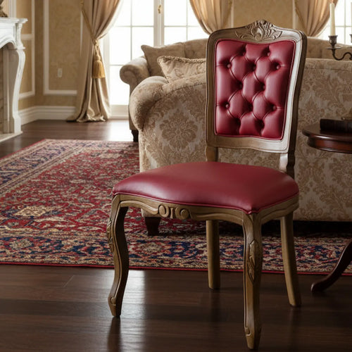 Cadeira Luis XV II Entalhada sem Braço Imbuia e Facto Vermelho + Cores