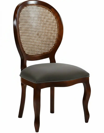 Cadeira Medalhão III Lisa com Encosto em Tela - Imbuia e Cinza + Cores