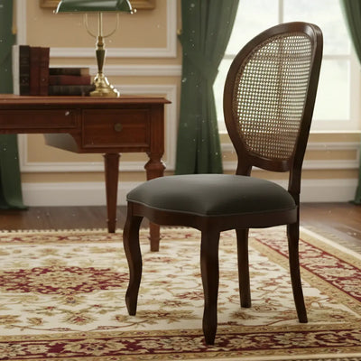 Cadeira Medalhão III Lisa com Encosto em Tela - Imbuia e Cinza + Cores