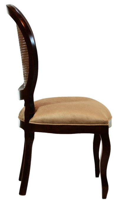 Cadeira Medalhão III Lisa com Encosto em Tela - Imbuia e Creme + Cores