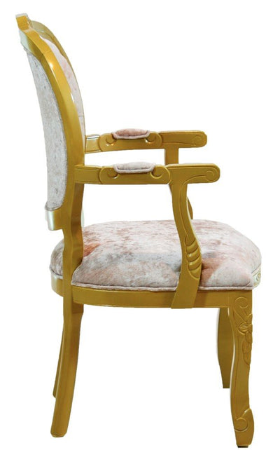 Poltrona Medalhão II Entalhada - Dourado e Cinza Brilhante + Cores