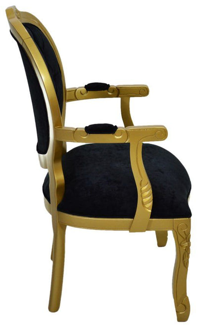 Poltrona Medalhão II Entalhada - Dourado e Preto Brilhante + Cores