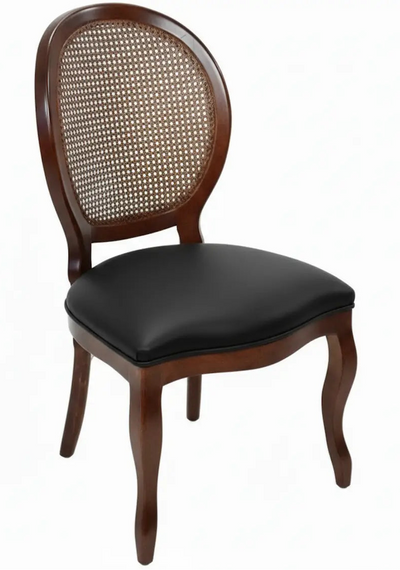 Cadeira Medalhão III Lisa com Encosto em Tela - Capuccino e Preto + Cores