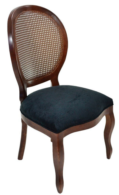 Cadeira Medalhão III Lisa com Encosto em Tela - Capuccino e Veludo Amassado Preto + Cores