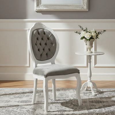 Cadeira Medalhão IV Entalhada - Branca e Cinza + Cores