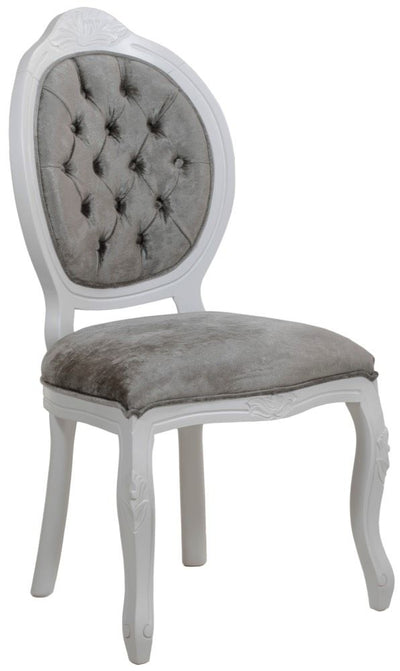 Cadeira Medalhão IV Entalhada - Branca e Cinza + Cores