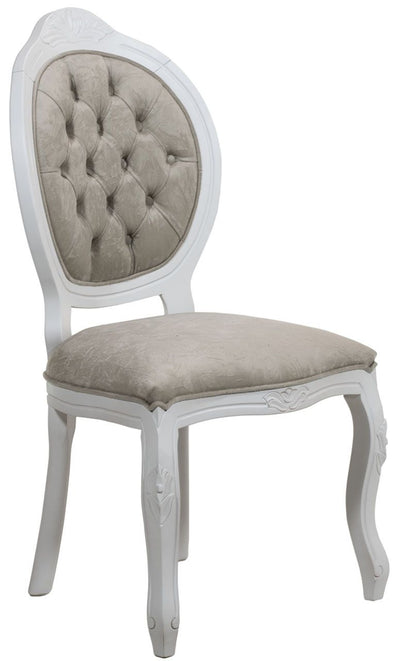 Cadeira Medalhão IV Entalhada - Branca e Veludo Amassado Verde Claro + Cores