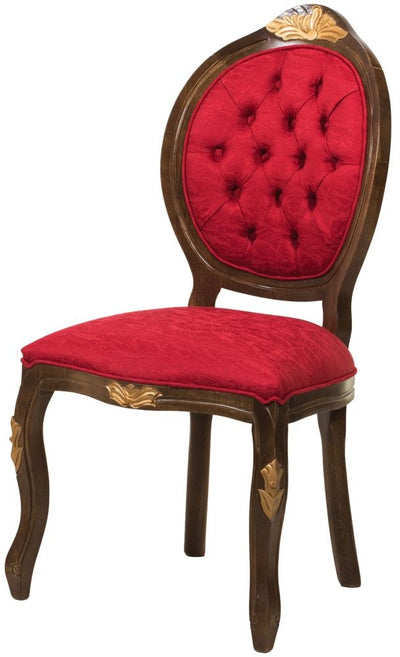 Cadeira Medalhão IV Entalhada - Imbuia com Dourado e Texturizado Vermelho + Cores