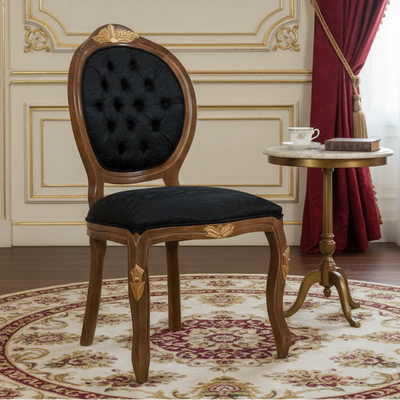 Cadeira Medalhão IV Entalhada - Imbuia com Dourado e Texturizado Preto + Cores