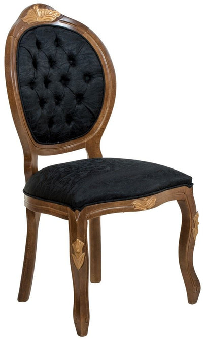 Cadeira Medalhão IV Entalhada - Imbuia com Dourado e Texturizado Preto + Cores