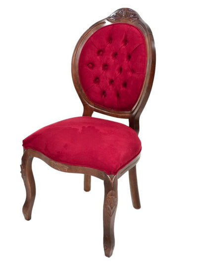 Cadeira Medalhão IV Entalhada - Capuccino e Vermelho Escuro + Cores