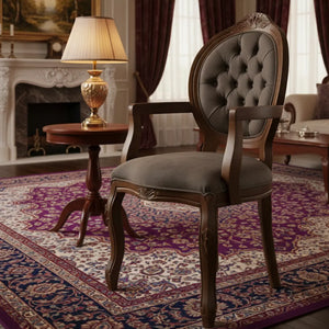 Cadeira Medalhão IV Entalhada com Braço Imbuia e Marrom + Cores