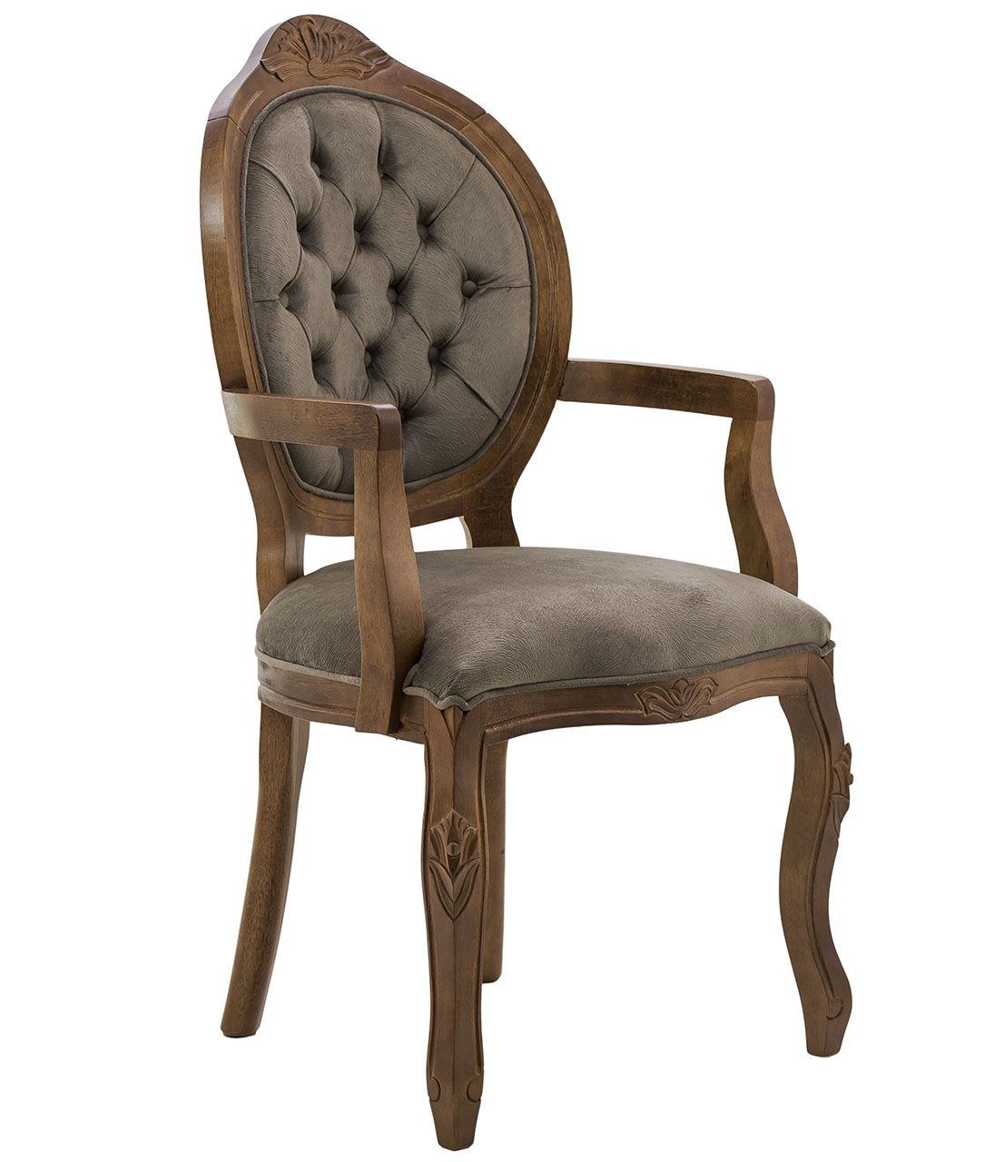 Cadeira Medalhão IV Entalhada com Braço Imbuia e Marrom + Cores