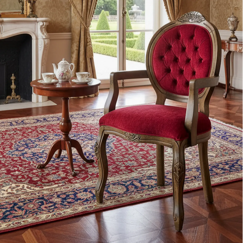 Cadeira Medalhão IV Entalhada com Braço Envelhecido e Vermelho + Cores