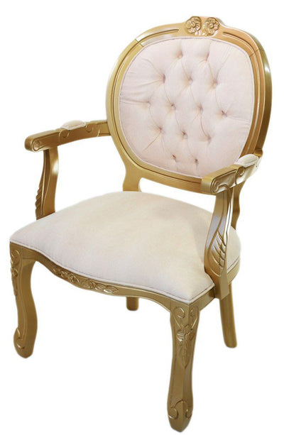 Poltrona Medalhão II Entalhada - Dourado e Creme + Cores