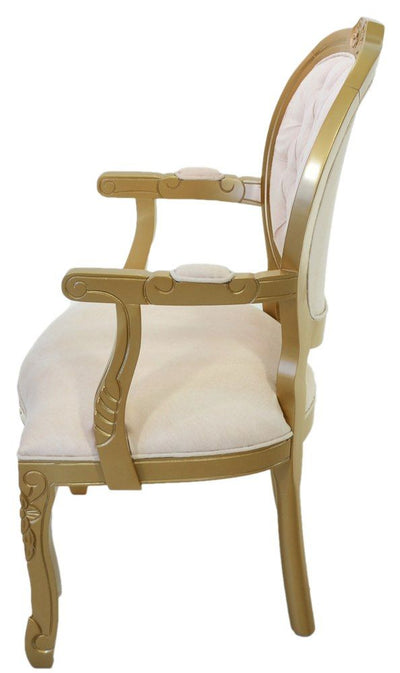 Poltrona Medalhão II Entalhada - Dourado e Creme + Cores