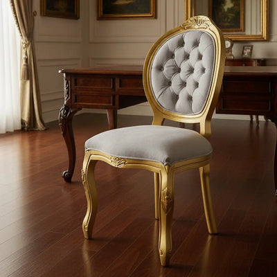 Cadeira Medalhão IV Entalhada sem Braço - Dourada e Cinza + Cores